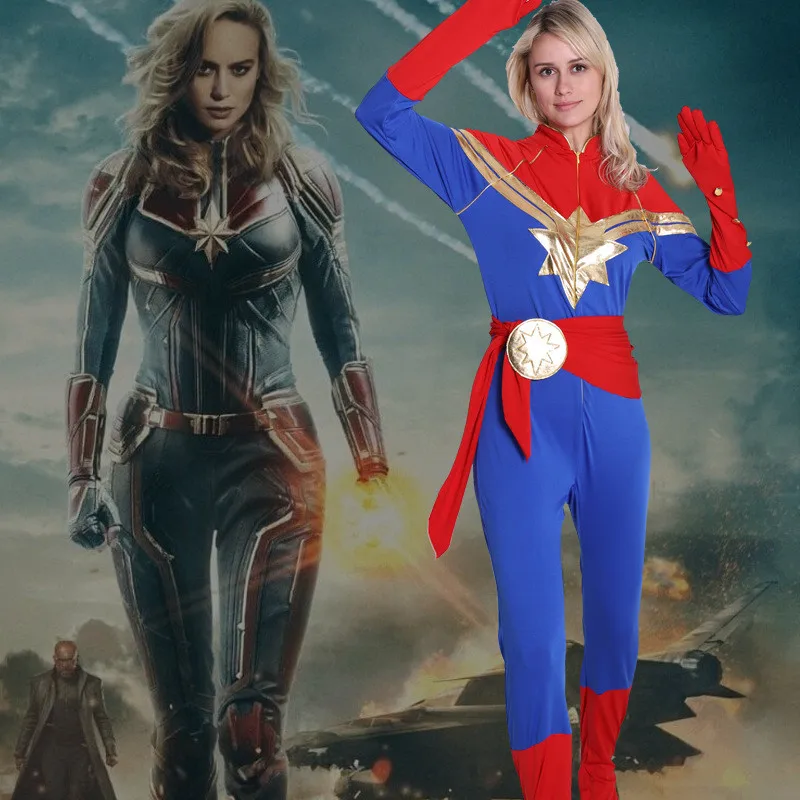 Ms. Captain Marvel Carol Danvers Мстители Косплей Костюм Zentai супергерой Капитан женщины комбинезоны колготки Хэллоуин вечерние Вечеринка Косплей