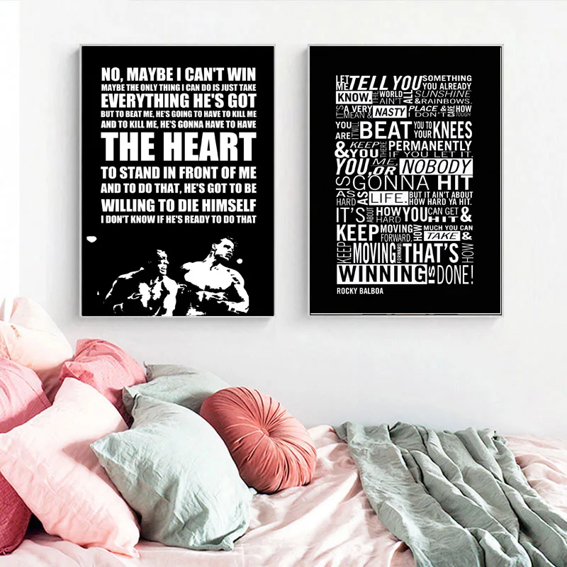 

Rocky Balboa Quotes Wall Art Canvas Poster And Print Canvas Painting Decorative Picture For Bedroom Modern Home Decor Framework
