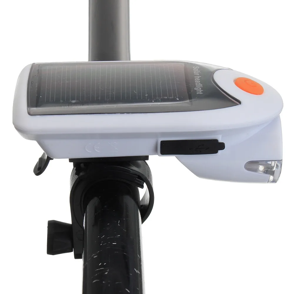 Clearance Solar USB Rechargeable LED Bicycle Light Cycling Front Light Headlights Lamp Torch Waterproof Flashlight 5