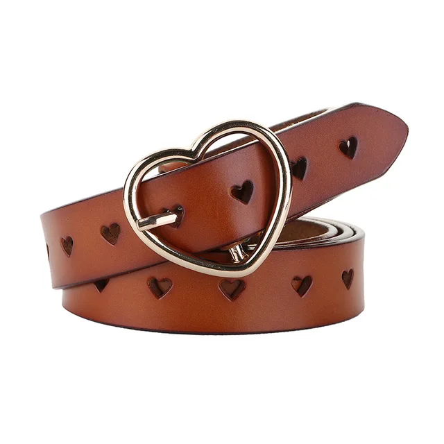 2019 Designer Metal Heart Buckle Belt for Women Hollow Heart Decor