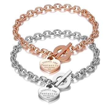 

Love Heart Bracelet&Bangle Eternal Love Pendant Fashion Stainless Steel Brand Tiff Design Women Elegant Chain Jewelry Gifts