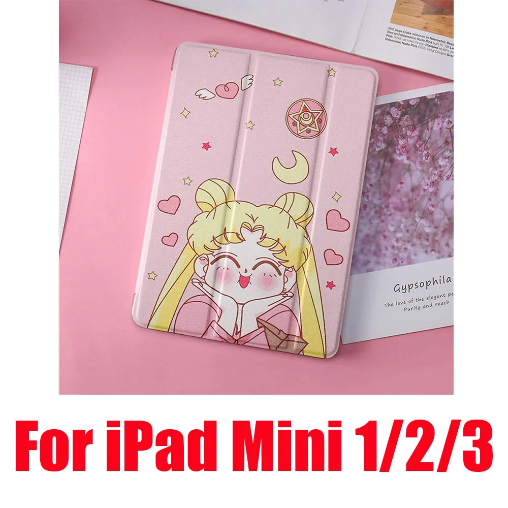 Милые Чехлы Сейлор Мун для iPad 2/3/4 Mini 1 2 3 4 5 Air 1 2 10,5 Pro 9,7 10,5 мягкий кожаный чехол для планшета - Цвет: Acting Cute Mini 123