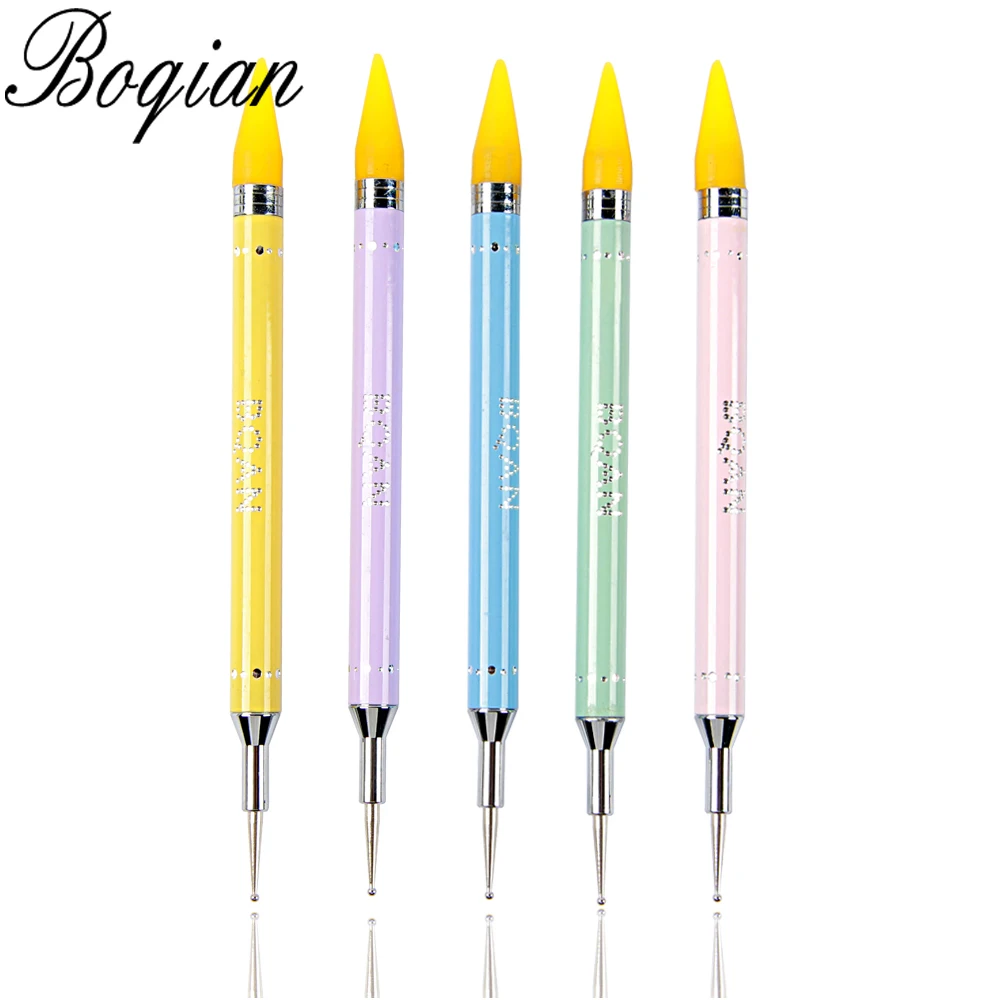 

BQAN 5 pcs Wax Picker Rhinestone Dotting Pen Dual-ended Beads Handle Nail Art Tool Crystal Dot Pro Decoration Pencil Manicure