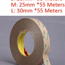 1 х 20 мм(или 25 мм/30 мм)* 55 м 3 м прозрачный ПЭТ двусторонняя клейкая лента, водонепроницаемый, высокотемпературный светодиодный