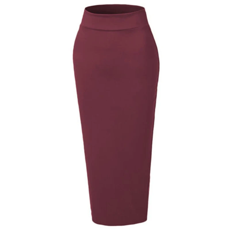 Muslim-Thick-Skirt-XL-2XL-Ladies-Bodycon-Slim-Black-White-Coffee-Dark-Red-High-Waist-Stretch (3)