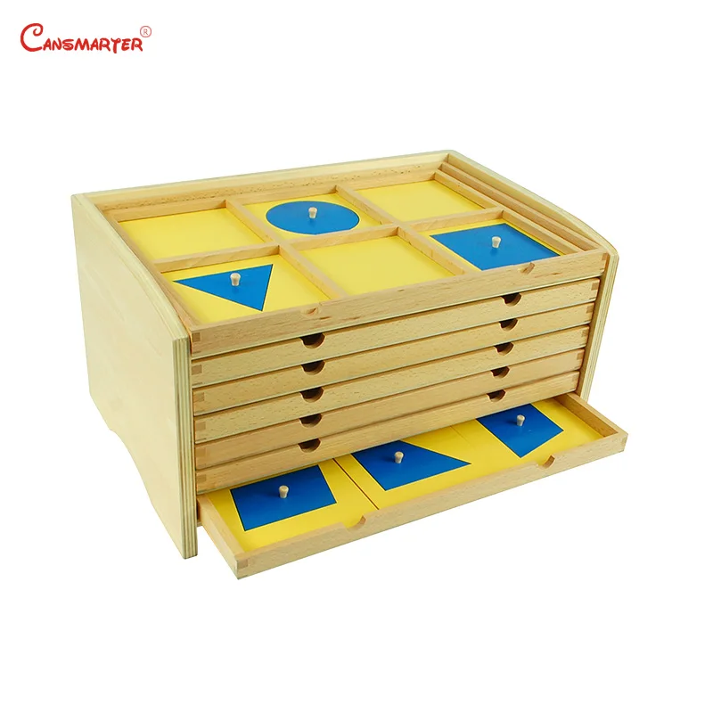 

Montessori Geometric Cabinet Sensory Educational Toys Tray Preschool Beech Wood Materials Toy Kids International Version SE036-3