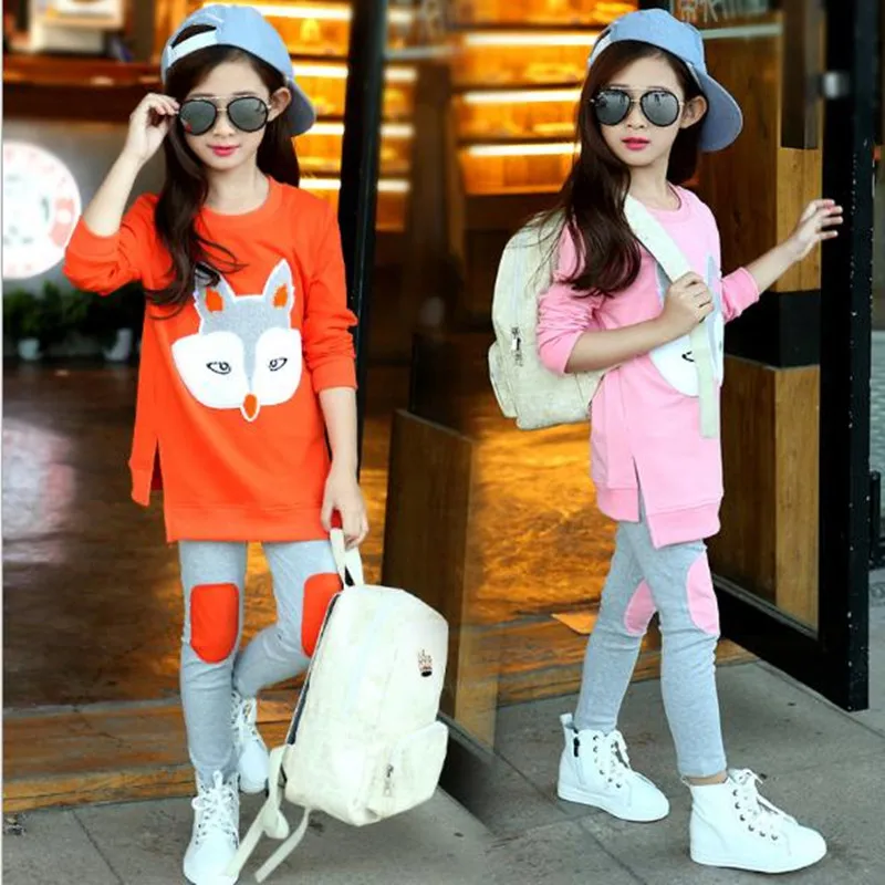  Fox Tshirt Tops Patch Leggings 2PCS Clothes Sets 2