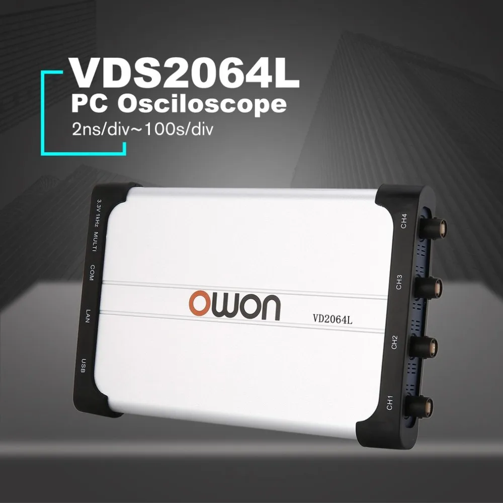 Owon VDS2064L Осциллограф портативный 100MSa/S 25 м 60 МГц 4+ 1 каналы запись USB хранения генератор сигналов мультиметр спектр