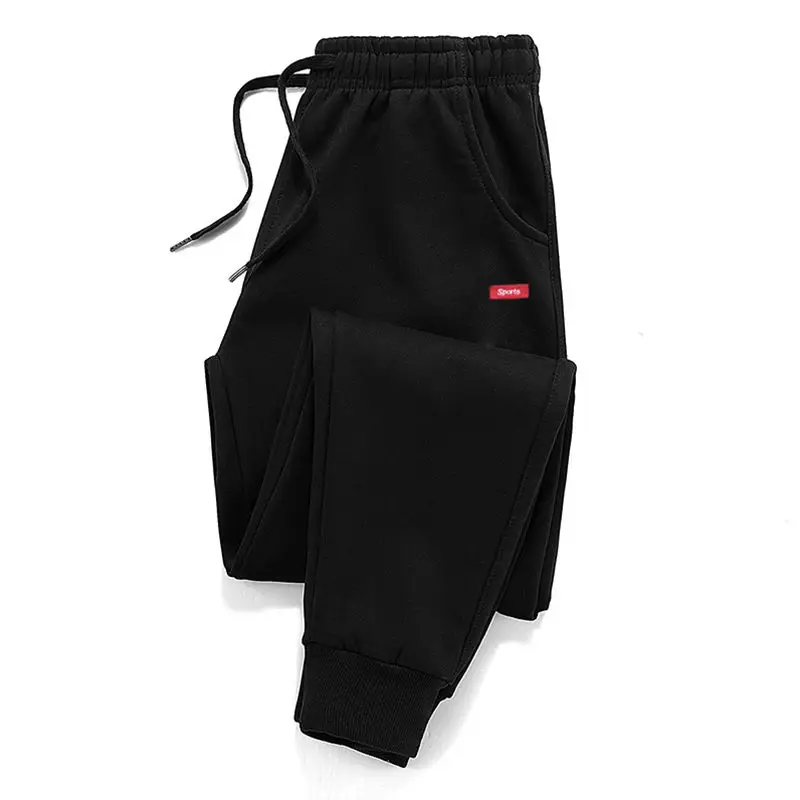 Флисовые штаны, мужские спортивные штаны, хлопковые мужские спортивные штаны, повседневные эластичные Мужские штаны для фитнеса, тренировочные штаны, обтягивающие штаны 5XL - Цвет: Black-Sport Logo