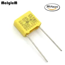 MCIGICM 20 штук конденсатор с алюминиевой крышкой, X2 конденсатор с алюминиевой крышкой, 275VAC X2 полипропиленовый пленочный конденсатор с алюминиевой крышкой, 0,022 мкФ 22nF шаг 7,5 мм