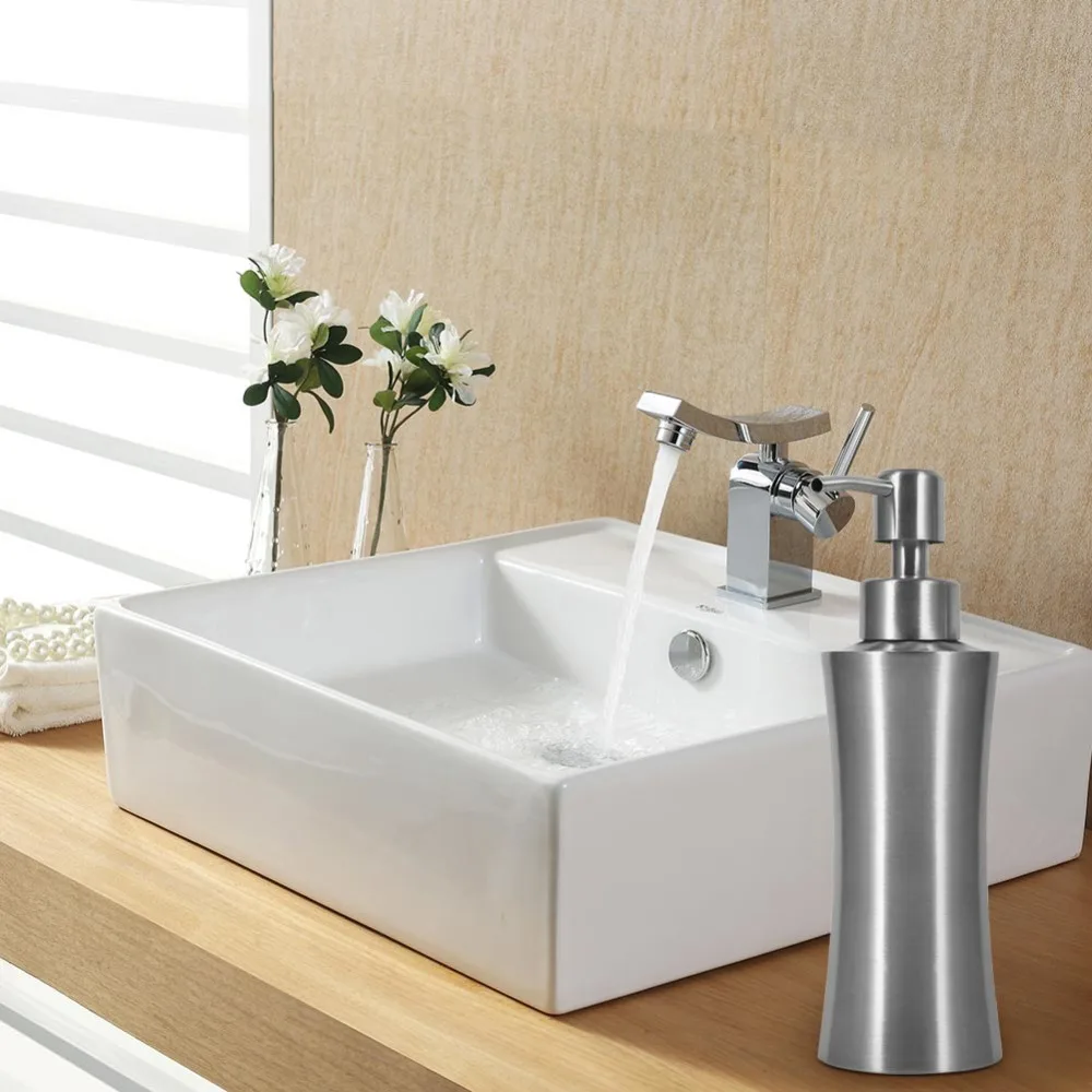 

220/250/400ML Stainless Steel Soap Dispenser Kitchen Sink Faucet Bathroom Shampoo Box Soap Container Desk Storage Bottle