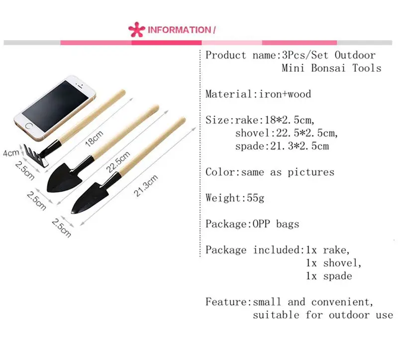 3 шт./компл. Открытый Мини Бонсай инструменты ручной работы посадки растений лопата/лопата ручные садовые инструменты для наборы для полива