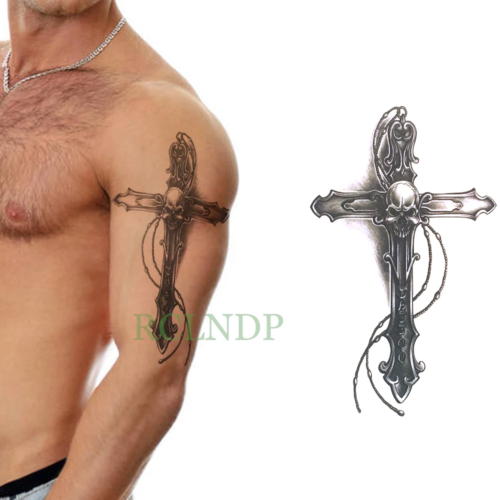 

Waterproof Temporary Tattoo Sticker cool cross skull tatto stickers flash tatoo fake tattoos for men women