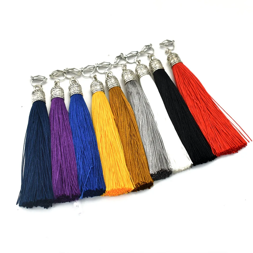 Bohemia Ethnic Fringe Long Clip Earrings Tassel Jewelry Non Pierced Ear Clips Earcuffs For Women Boucle D&rsquo;Oreille Femmes ear clip earrings clip earrings ear clip ear accessories