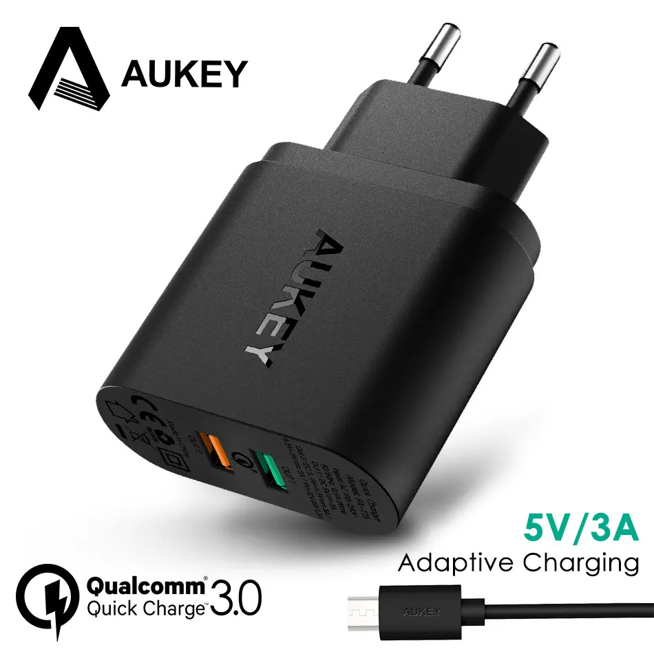 AUKEY Quick Charge 3.0 USB Phone Charger Travel Fast Wall for Samsung S9 S8 iPhone 8 X plus iPad Xiaomi power bank | Мобильные