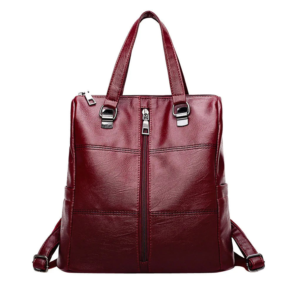 

Women Girl Vintage Backpack Solid Leather Soft Handle School Bag Backpack Satchel Women Travel Bag#ZS