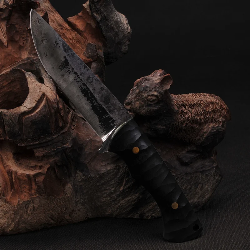 

Chinese Short Sword Fully Handmade Hunting Knife Spring Steel Straight Blade Functional Sword very sharp