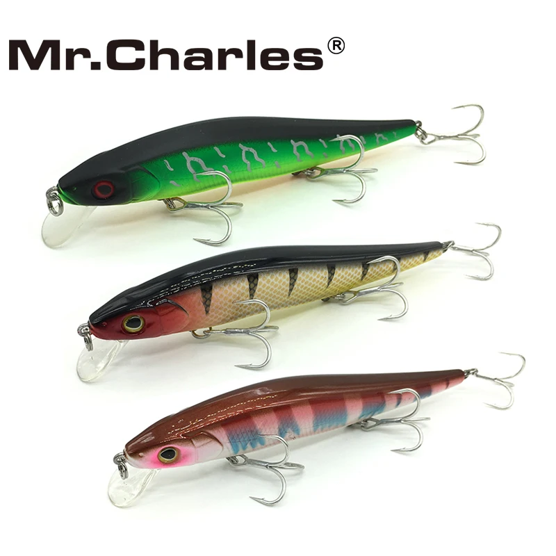

Mr.Charles CMC004 3Pcs/lot Fishing Lures ,110mm/14.5g 0-1.0m Three Hooks Floating Super Minnow