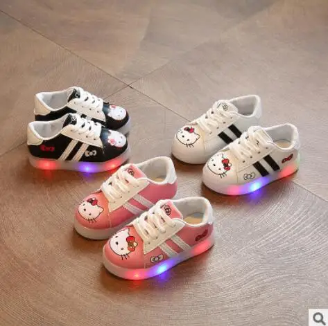 

Girls Casual Shoes With Light LED Lights Sport Shoes Cute Kids Soft Shoes For Boys Sneakers Chaussure Led Baby Boots Size 21-30