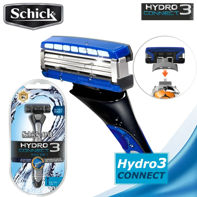 Натуральная бритва Schick Hydro 3, Мужская бритва, обновленная, увлажненная, ручная бритва