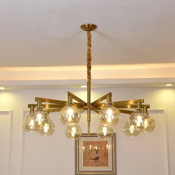 

Modern Gold LED Chandelier Glass Sphere Hanglamp Living Room Bedroom Dining Room Stained Glass Hanging Lighting Fixture