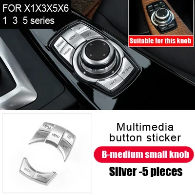 Мультимедийные кнопки, крышка, наклейка для BMW F30 F10 F20 F25 F07 X1 X3 X5 X6 3 серии, Автомобильный интерьер, мультимедийная ручка, рамка, украшение - Название цвета: 04