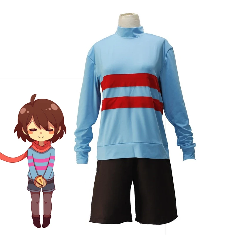 Игра Undertale Frisk Kiddo косплей костюм малыш полный комплект униформы для мужчин и женщин толстовка и шорты