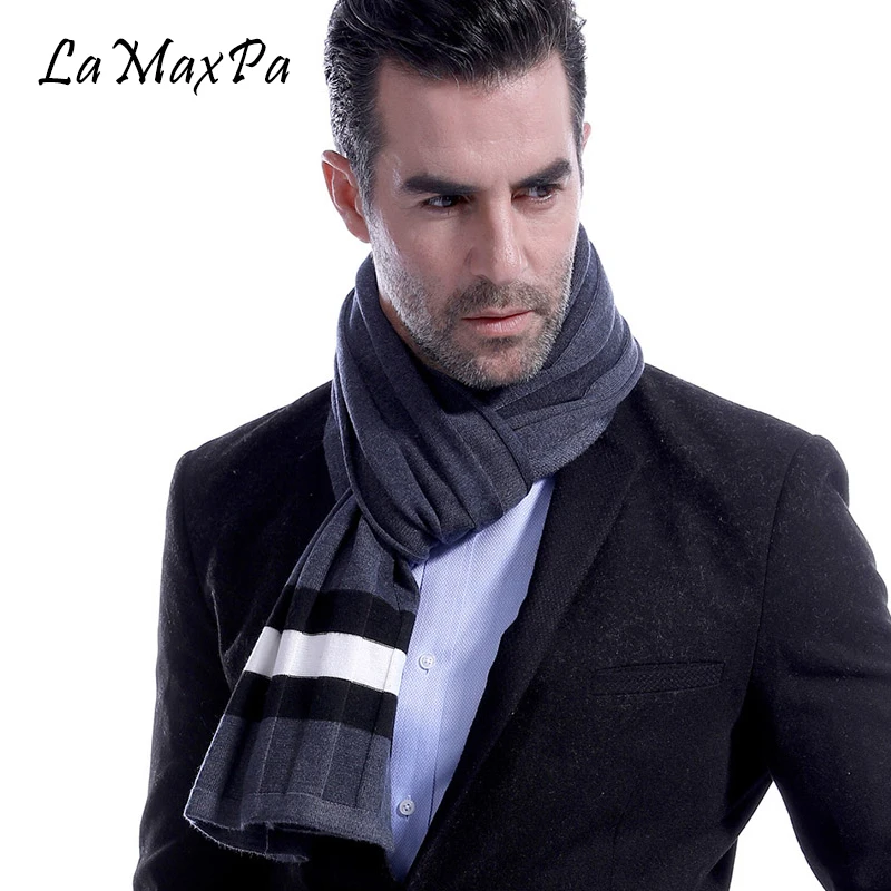 

LaMaxPa Fashion Acrylic Cashmere Blends Scarf For Men's Soft Scarf Warm Winter Scarves For Handsome Men Simple Competent Foulard