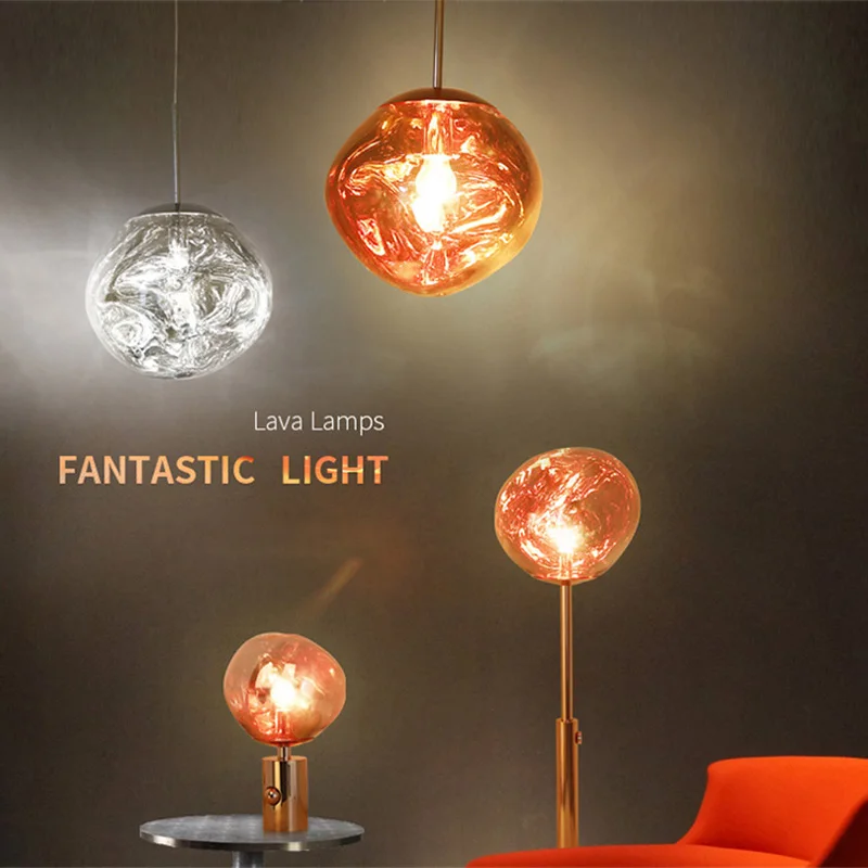 

Modern LED Glass Pendant Lamp Lights Melt Lava Ball Lustre Hanging Lamp Bedroom Deco Lighting Light Fixture Bar LED Chandelier