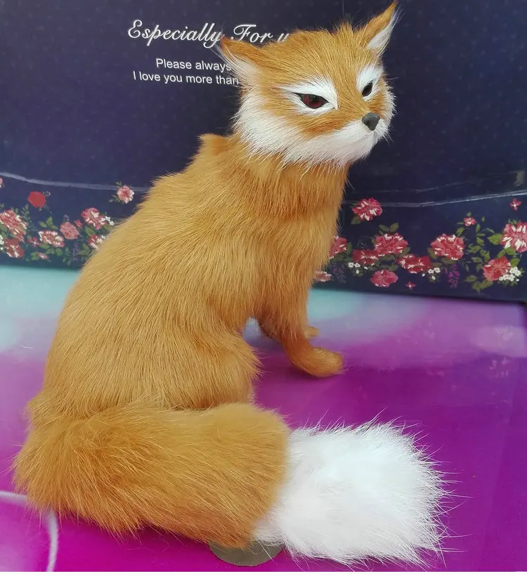 

16x15cm brown squatting fox model,polyethylene&furs handicraft Figurines home decoration toy gift a2596