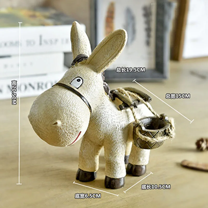 Resin Donkey Decoration Figurines Miniatures Ornament Vintage Home Decor Accessories Artificial Statue Valentines Day Girl Gifts2