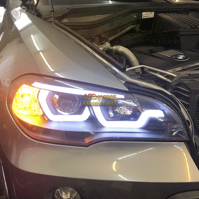 Для BMW X5 E70 фары проектор объектив СВЕТОДИОДНЫЙ Ной панелью свет Модифицированная