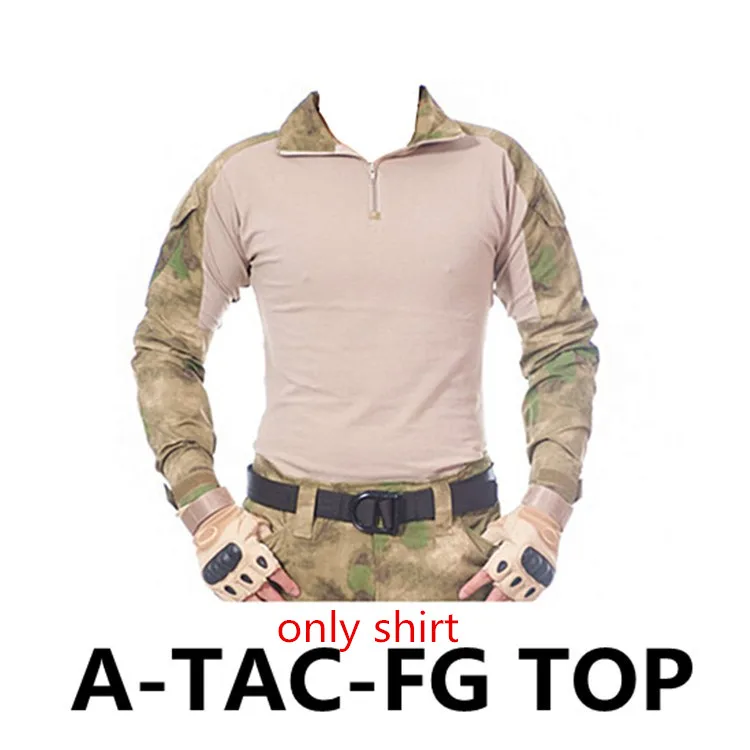 Камуфляжная Военная Униформа США армейская боевая рубашка карго Мультикам страйкбол Пейнтбол militar тактическая одежда с наколенниками - Цвет: ATFG