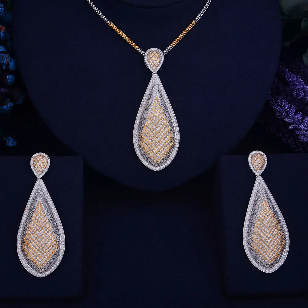 

GODKI Exclusive New Luxury Women Nigerian Wedding Naija Bride Cubic Zirconia Necklace Dubai 2PCS Wedding Jewelry Set