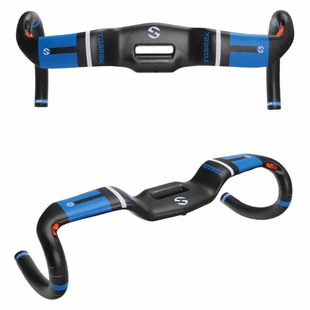 

New TOSEEK Blue Logo UD Matte Full Carbon Fiber Bike handlebar Parts For Road Bicycles 380/400/420/440mm