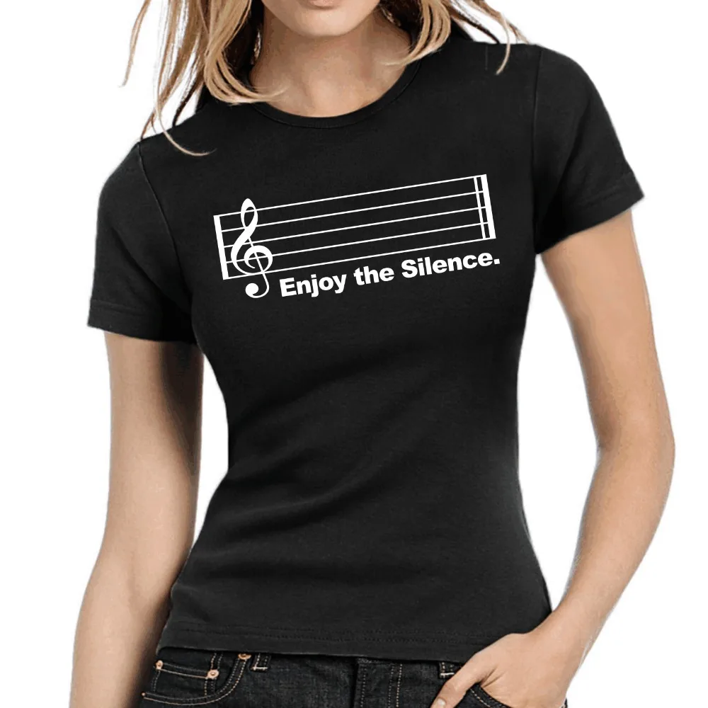 Cotton Tee For Woman Novelty Funny Tee shirt Woman Enjoy The Silence