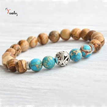 

12pcs/lot Turquoise bracelet Yoga good luck elastic bracelet gift for him gift for her boho Turquoise Beaded bracelet