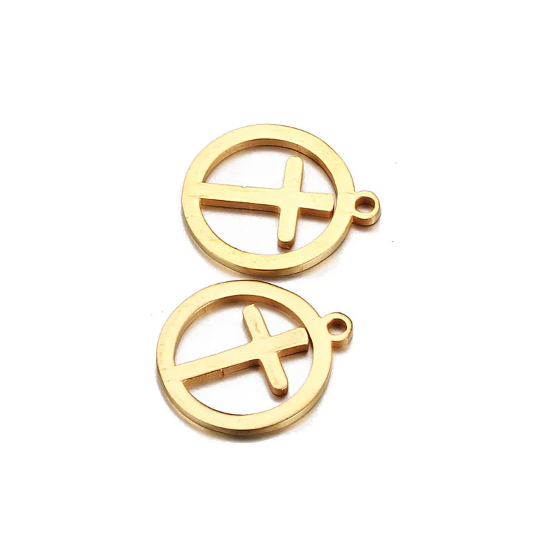 

Stainless Steel 15mm Cross In Round Charm for Necklace/bracelet/earring Pendant DIY Jewelry Accessories 20pcs