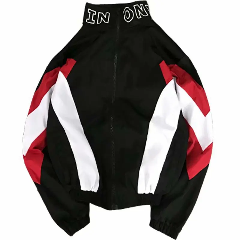 

Jackets Men Patchwork Jacket Tracksuit High Street Coats Hip Hop Fashion Male Streetwear Couple Windbreaker Jackets Autumn 2019