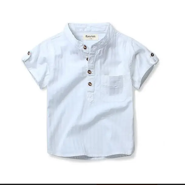 Детская рубашка с короткими рукавами белая рубашка для мальчиков детская одежда г. Новая летняя детская хлопковая рубашка с воротником