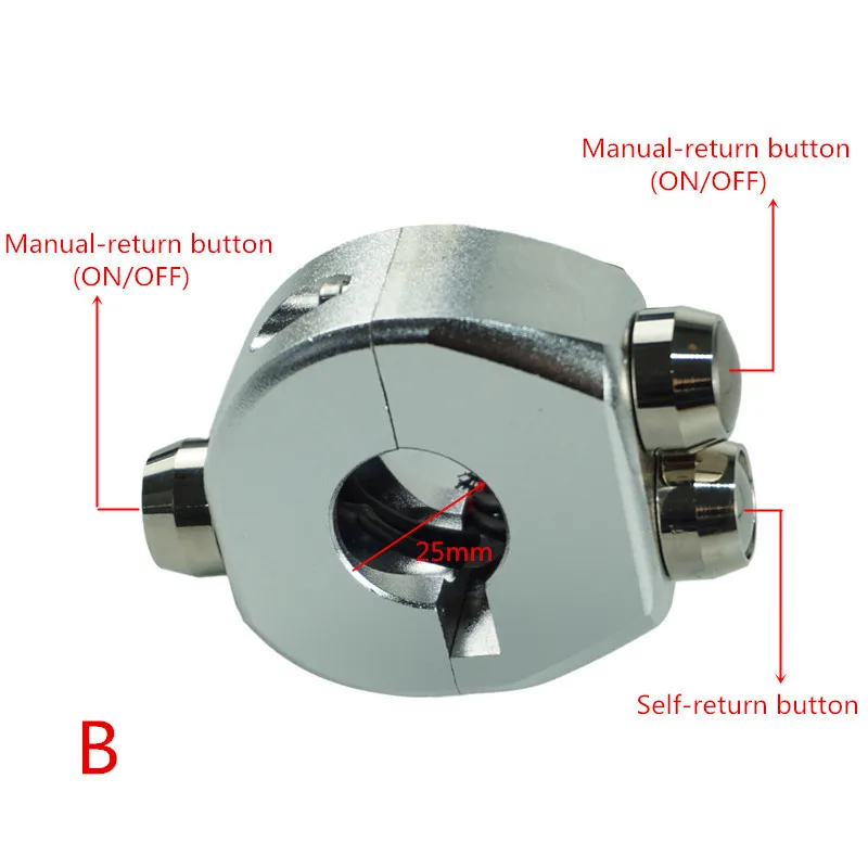 25 мм/22 мм/Алюминий CNC мотоциклетные переключатели руля монтажными головками под светильник тумана светильник Рог тормоз ВКЛ/ВЫКЛ Start убить 3 кнопочного выключателя - Цвет: Silver(B)