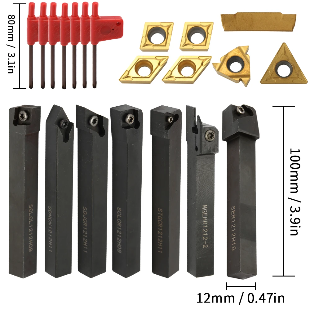 

Lathe Turning Tool Lathe Tools Holder Solid Carbide Inserts Holder Boring Bar Lathe Cutter Metal Turning Rod Industrial