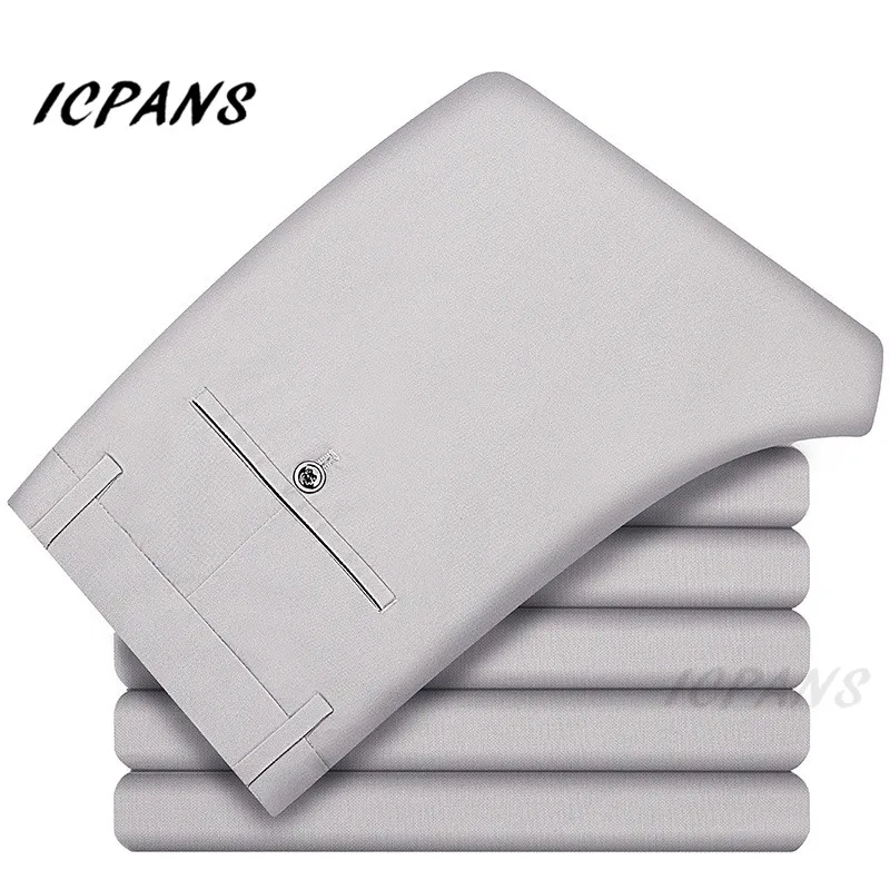 ICPANS 2019 Summer Men's Business Casual Pants Solid Color Stretch Pants Slim Formal Dress Trousers Male Plus Size 38 40 ICPANS 2019 Summer Men's Business Casual Pants Solid Color Stretch Pants Slim Formal Dress Trousers Male Plus Size 38 40