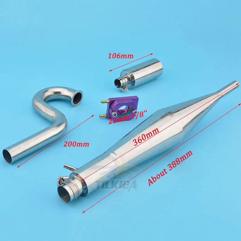 Stainless steel exhaust pipe for 26-30cc Zenoah gas marine engine for rc boats 