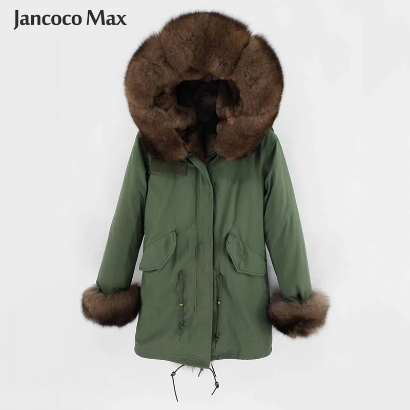 

Winter Thick Warm Women Real Fox Fur Parka Fashion Hooded Fur Coat High Quality Overcoat Parker S8202