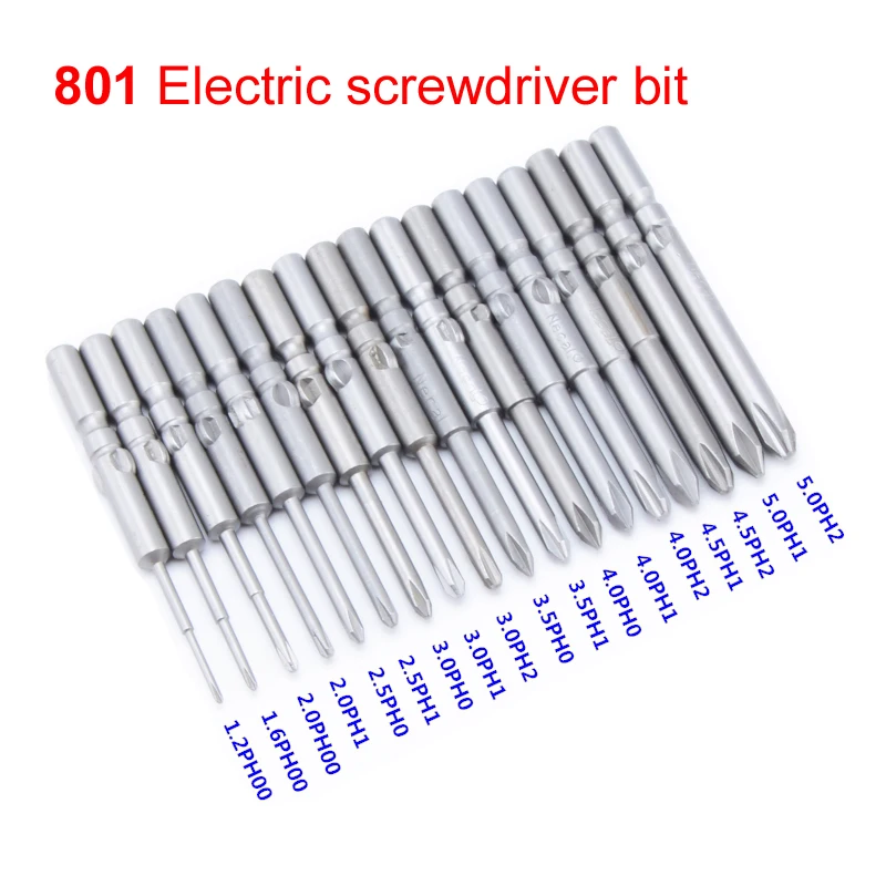 

18PCS 801 Electric Screwdriver bits 60mm Length Round Shank Magnetic Phillips Cross Screwdriver Bits Tool Parts