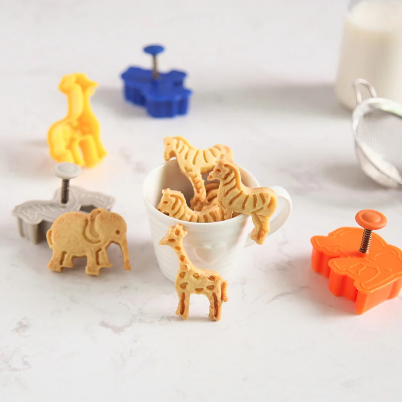 4 шт./компл. DIY формы для украшения инструмент 3D Пластик Животные печенье формы Fondant(сахарная) пирожных плунжеры выпечки резак для марок