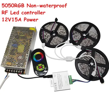 

15m LED Strip SMD 5050 RGB Light DC12V 60Led/m Non-Waterproof Light + RF Touch Remote+ 12V 15A Power Supply