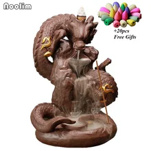 Фиолетовая глина Дракон обратного потока благовония горелки творческий домашний декор кадильница для ароматерапии+ 20 шт Бесплатные конусы