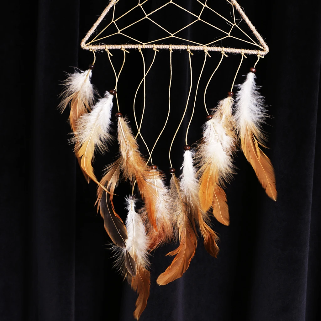 Retro Triangle Feather Dream Catcher Wind Chimes Dreamcatcher for Party Home Decor